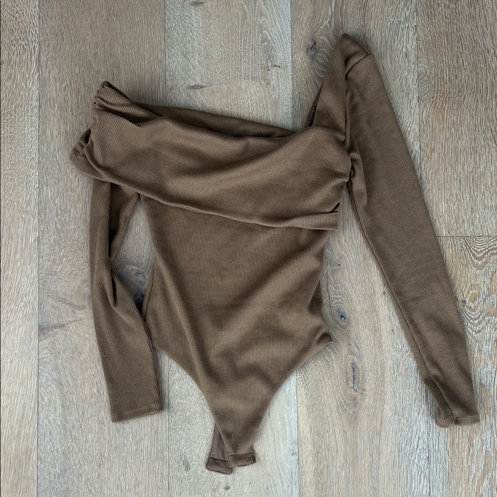 Lovers + Friends Tan Ribbed Bodysuit